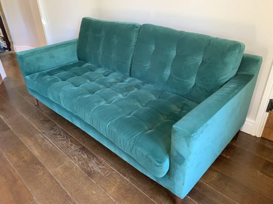 John Lewis Green Velvet 3 seater sofa as new