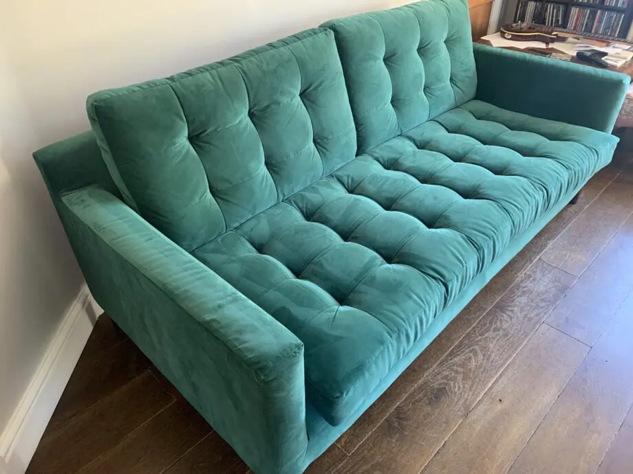 John Lewis Green Velvet 3 seater sofa as new
