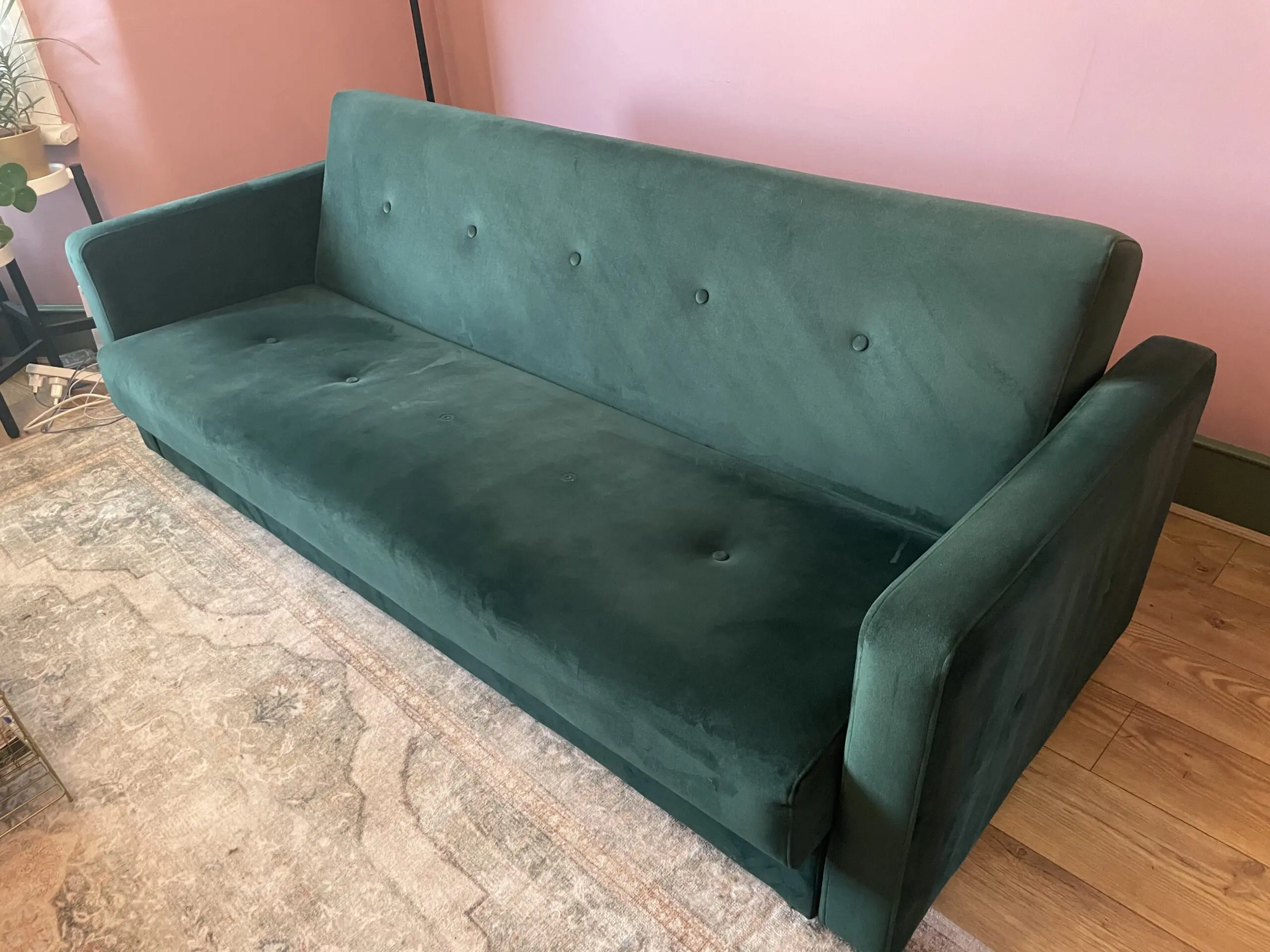 Made Chou 4 Seater Sofa Bed with Storage, Velvet Pine Green