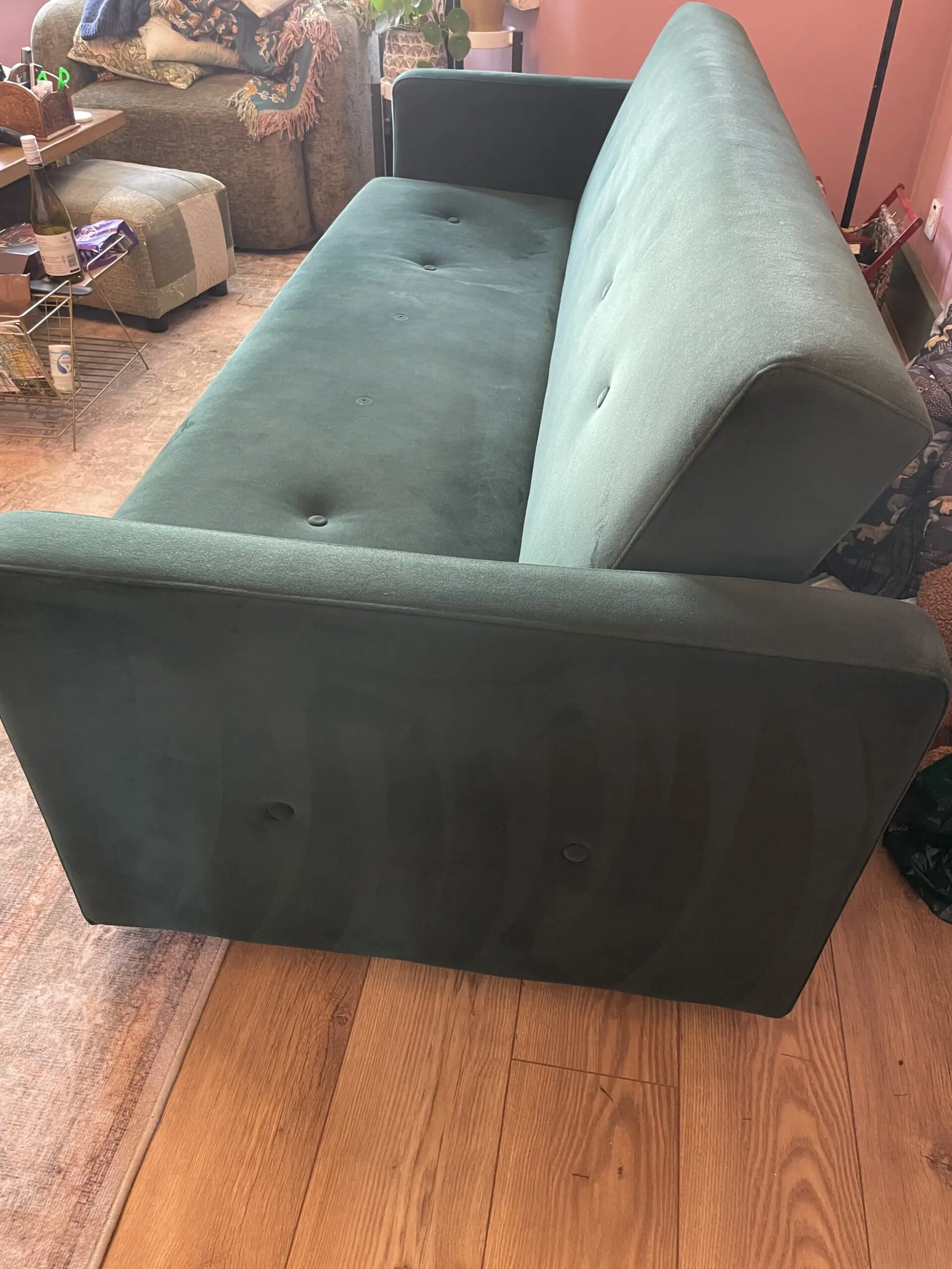 Made Chou 4 Seater Sofa Bed with Storage, Velvet Pine Green