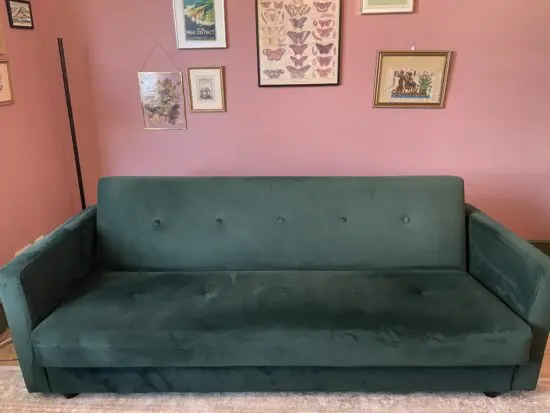 Made Chou 4 Seater Sofa Bed with Storage, Velvet Pine Green