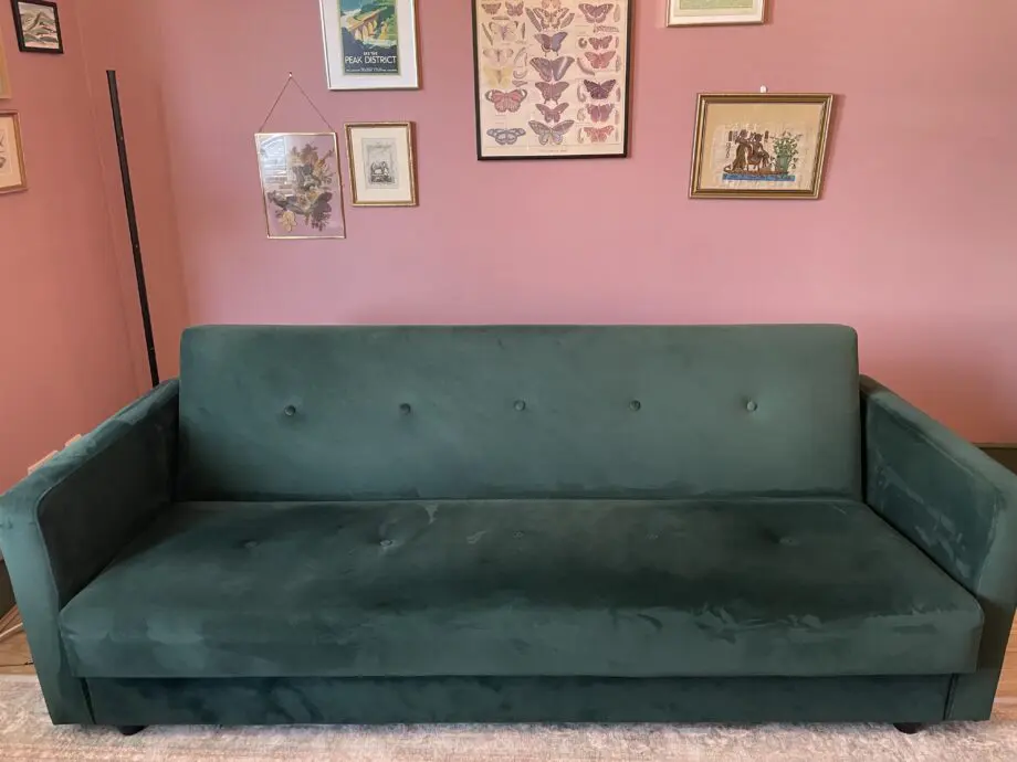 Made Chou 4 Seater Sofa Bed with Storage, Velvet Pine Green