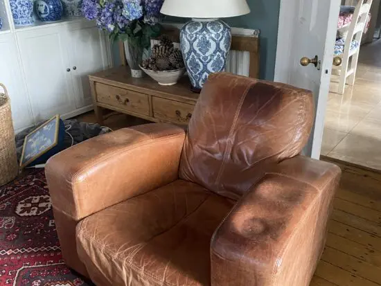 DFS Tan Leather Armchair