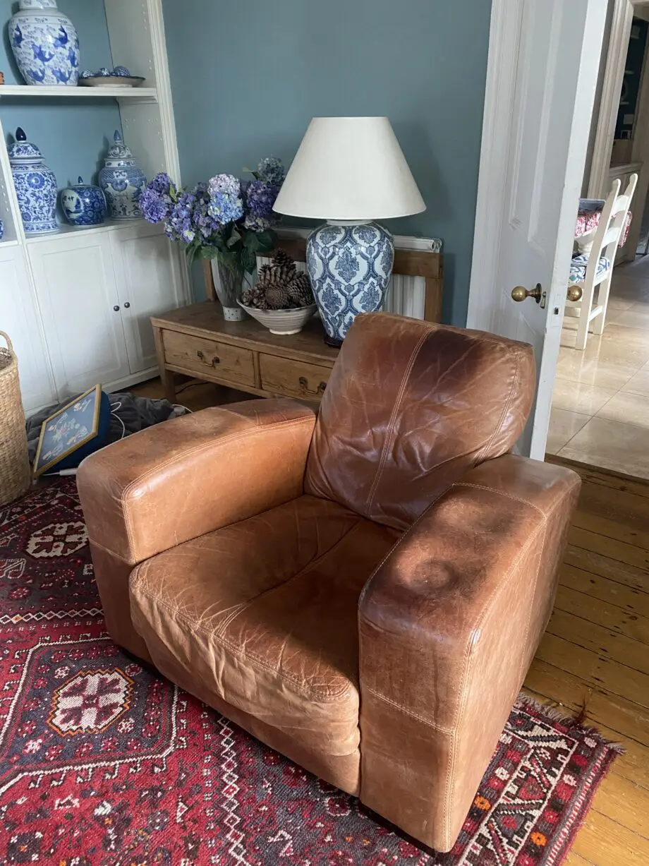 DFS Tan Leather Armchair