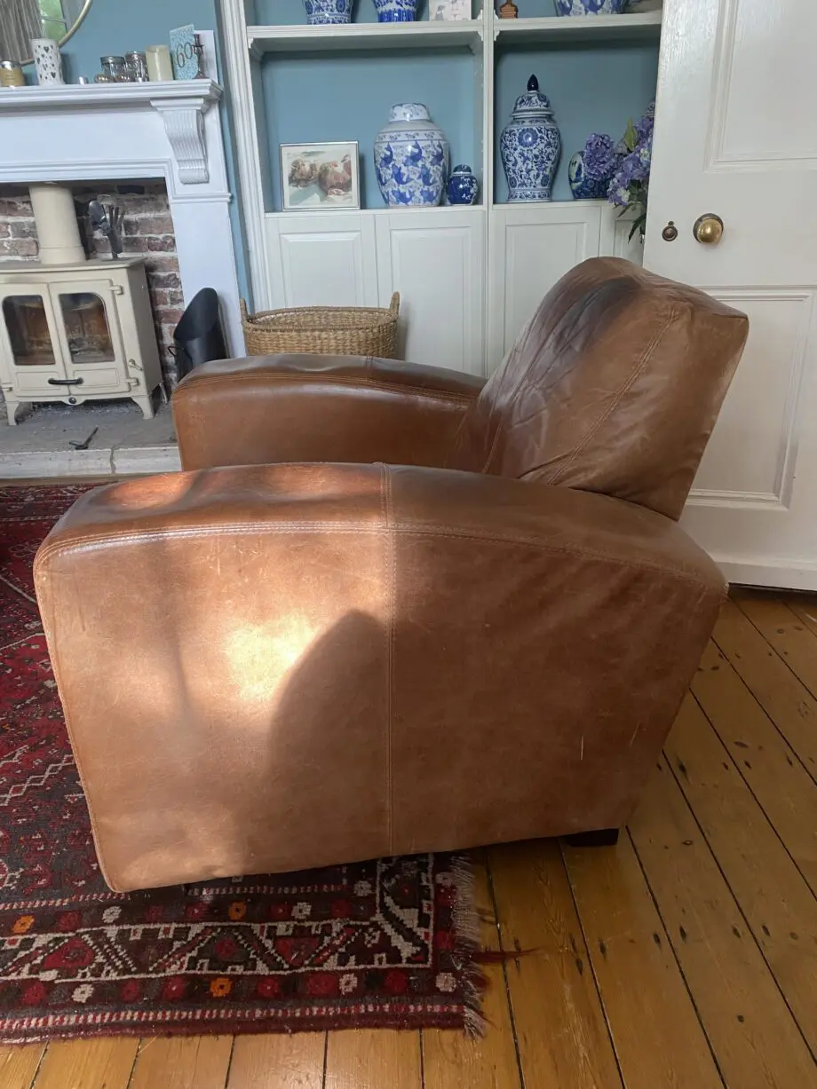 DFS Tan Leather Armchair