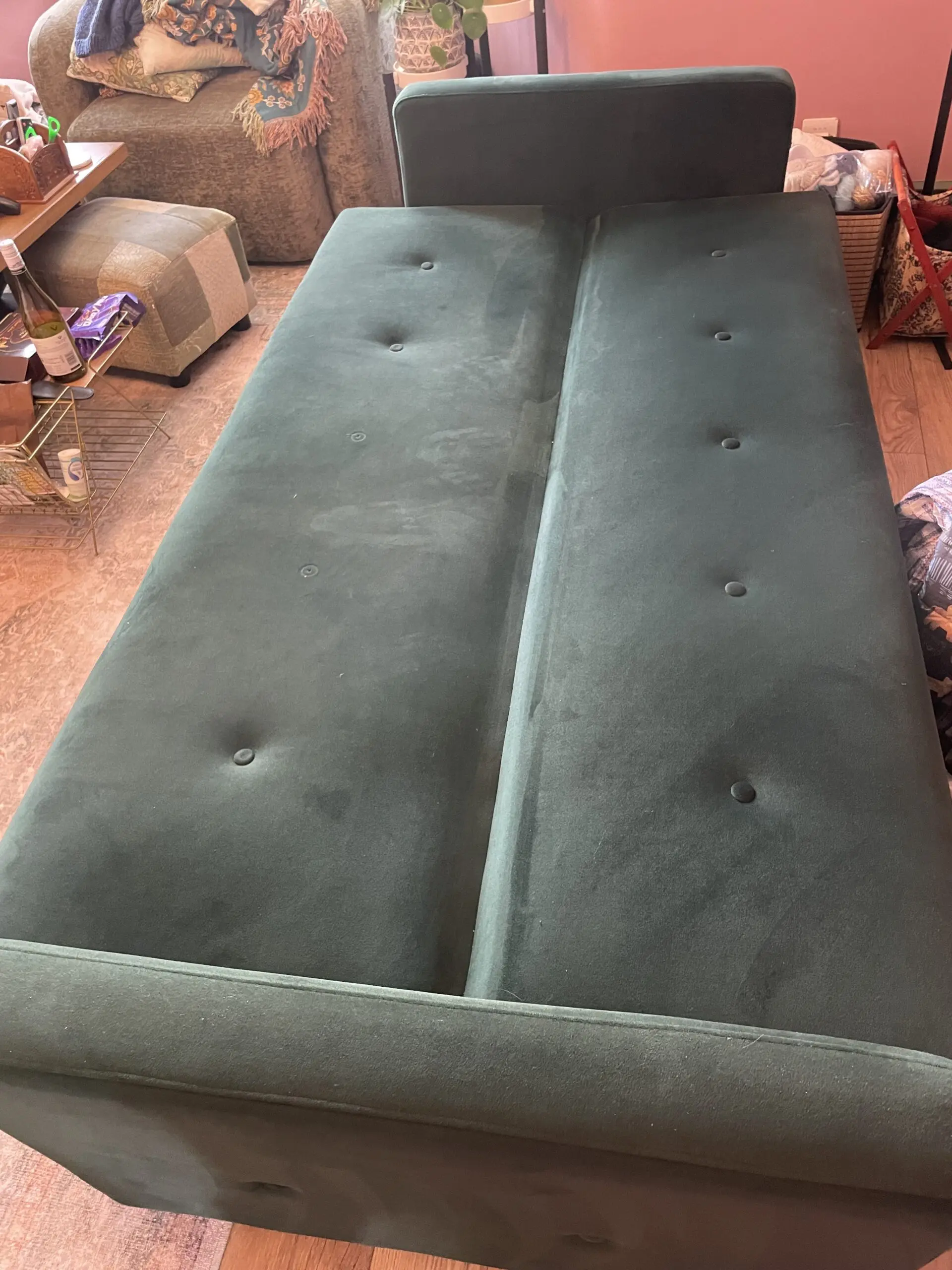 Made Chou 4 Seater Sofa Bed with Storage, Velvet Pine Green