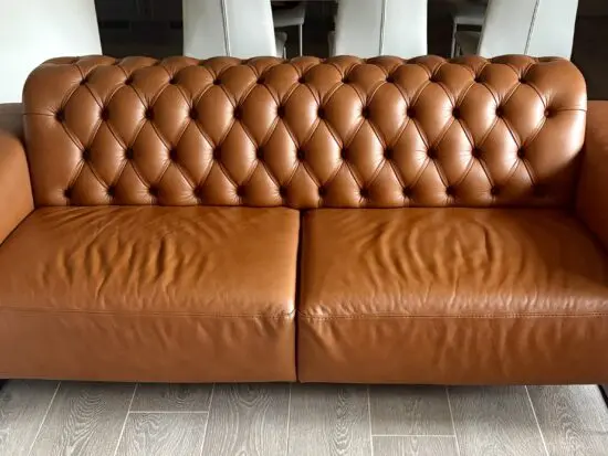 Danetti Italian Leather Tan Chesterfield Sofa