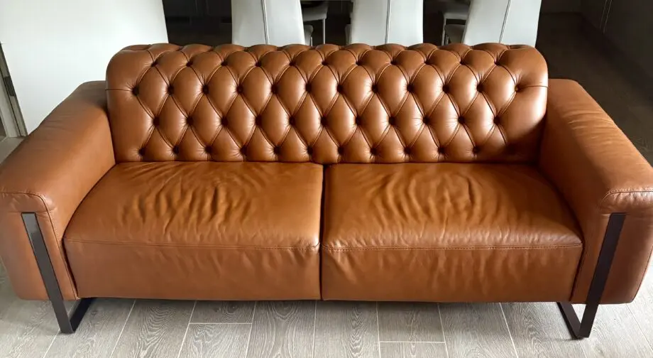 Danetti Italian Leather Tan Chesterfield Sofa