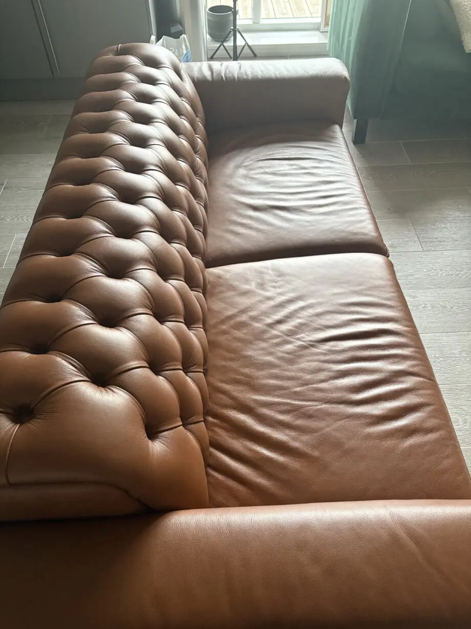 Danetti Italian Leather Tan Chesterfield Sofa