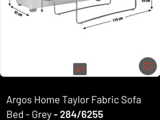 Grey 2 seater, double sofa bed with footstool