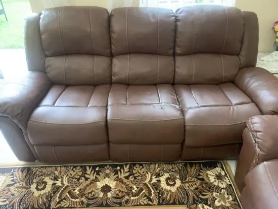 Brown 3+2 leather reclining sofas