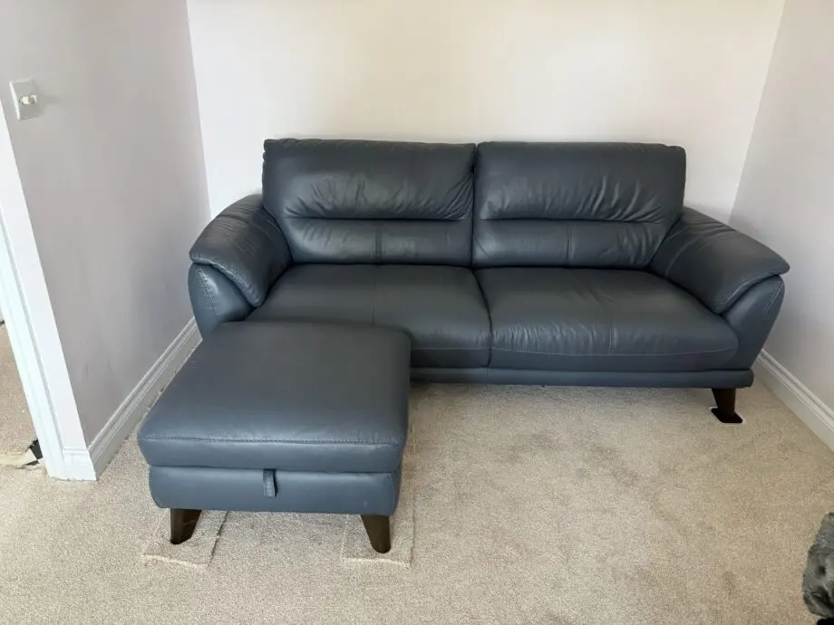 Real leather sofa & foot stool