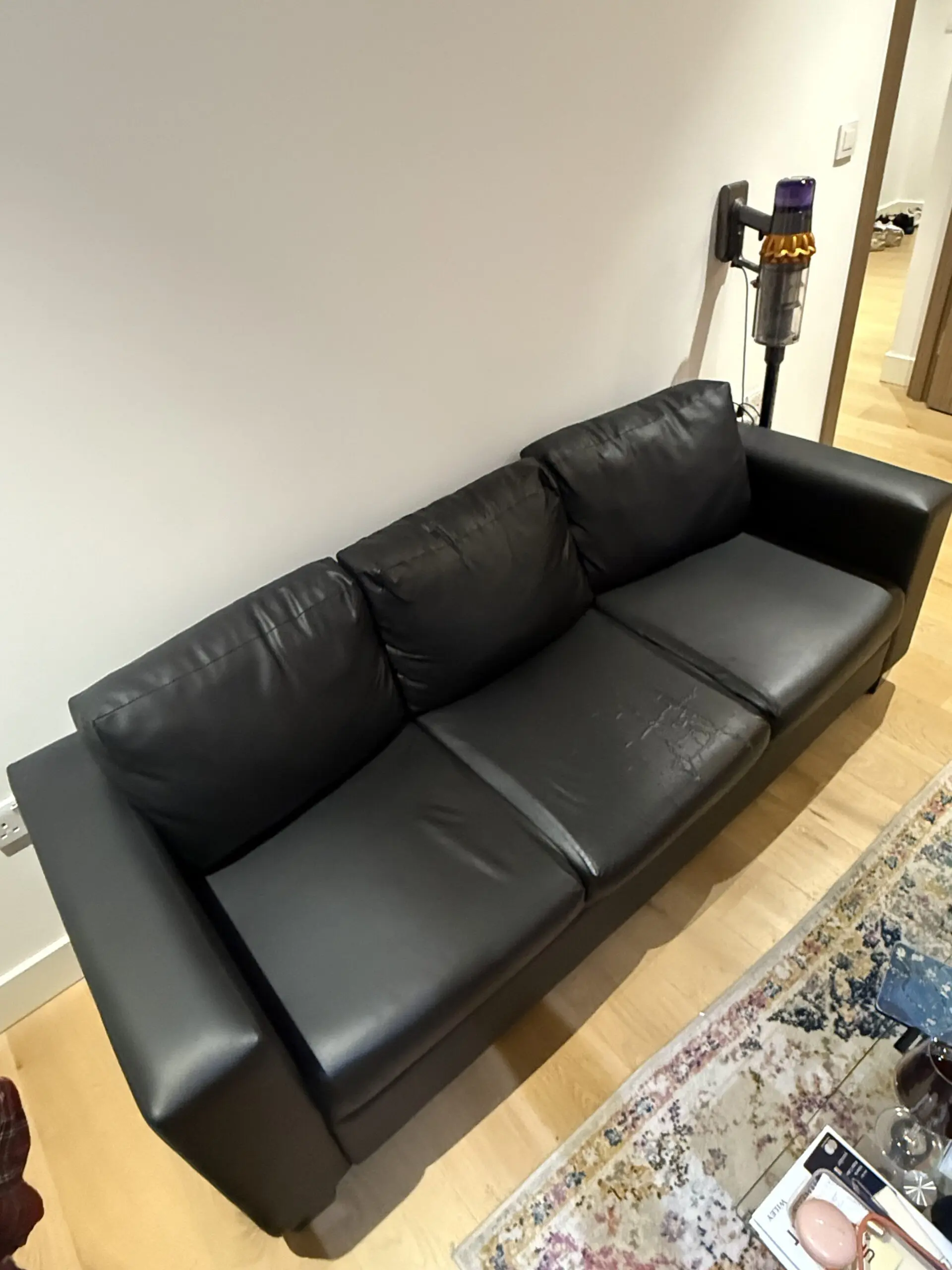 Black leather sofa