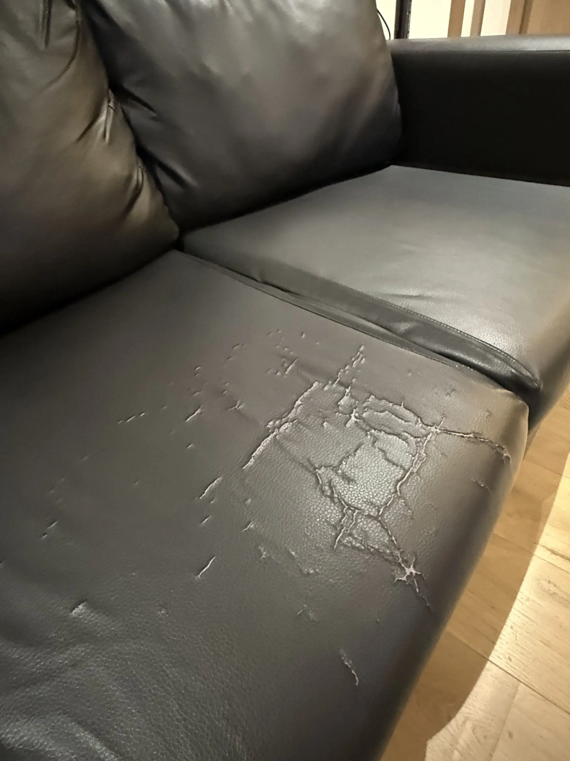 Black leather sofa