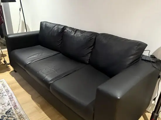 Black leather sofa