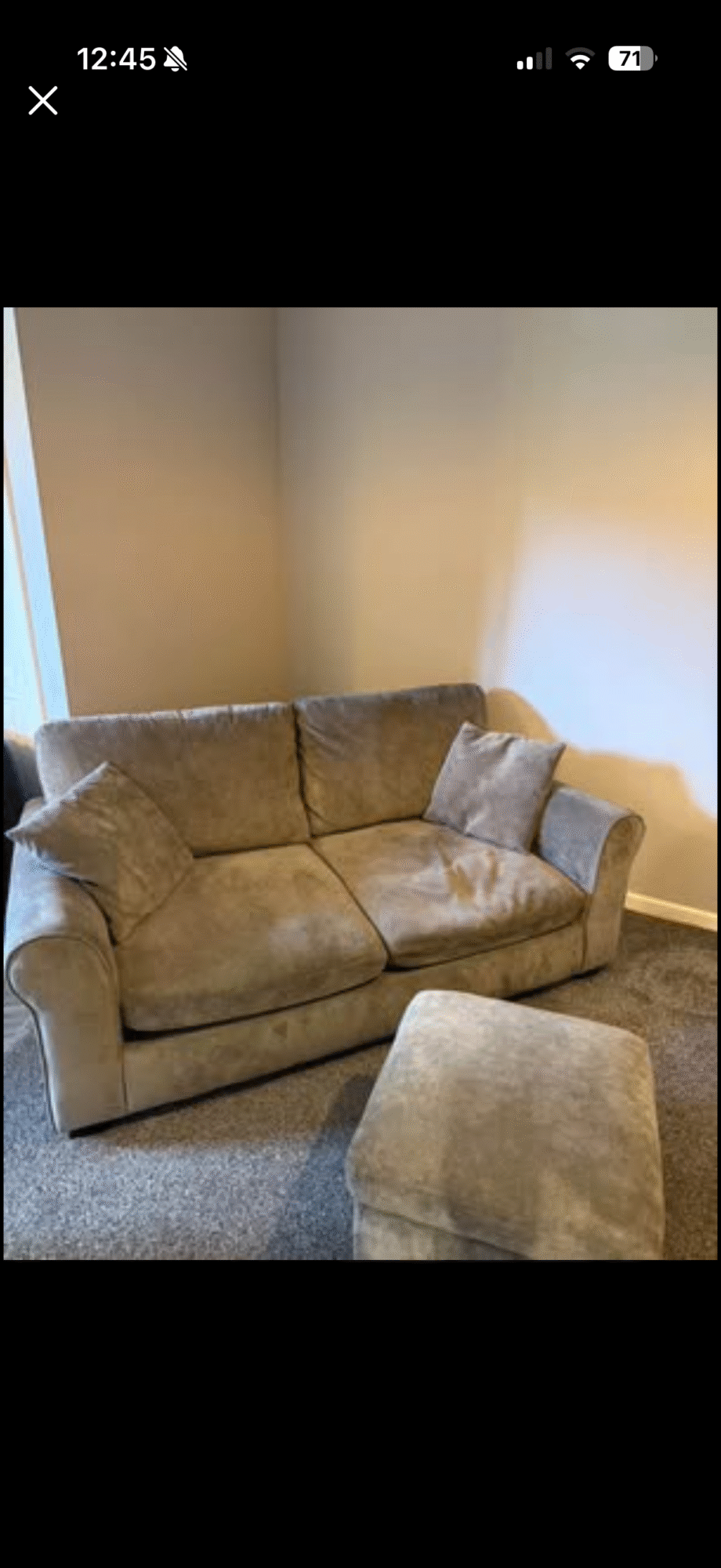 Grey 2 seater, double sofa bed with footstool