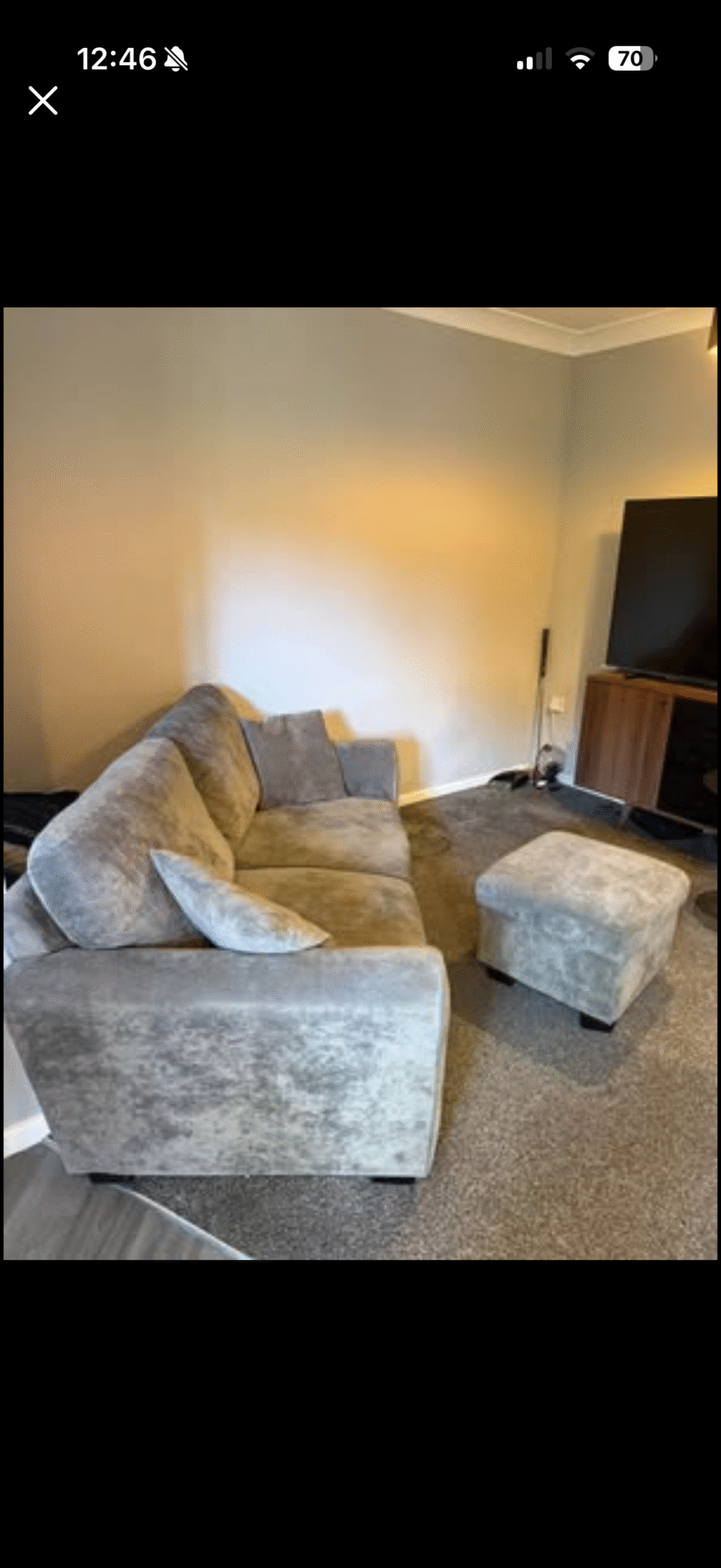 Grey 2 seater, double sofa bed with footstool