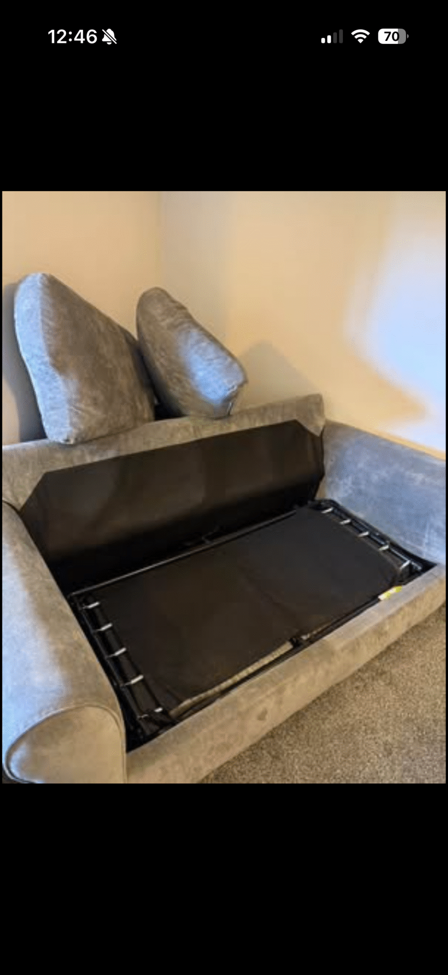 Grey 2 seater, double sofa bed with footstool