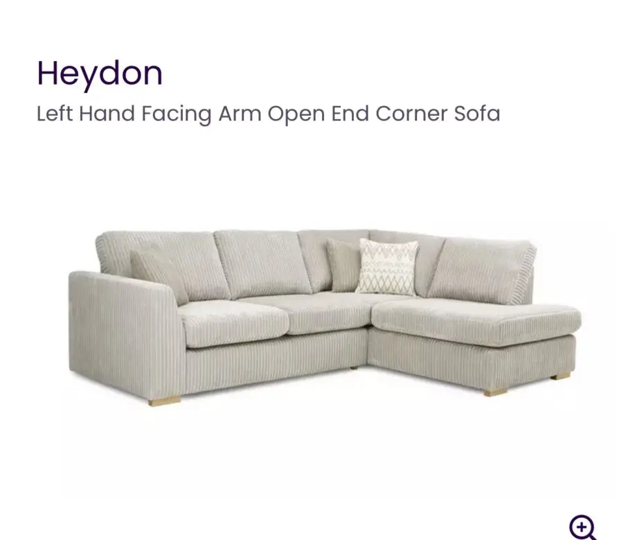 H Heydon Left Hand Facing Arm Open End Corner Sofa