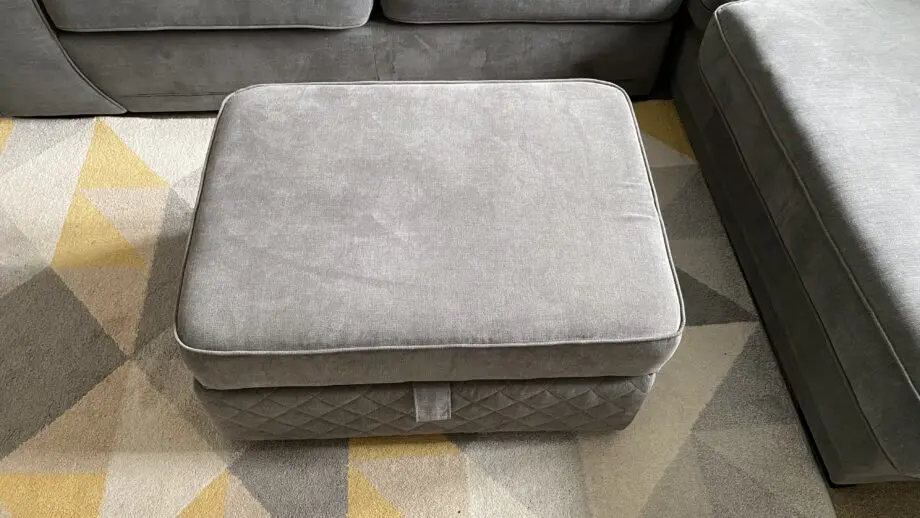 DFS Orka Grey Left Hand Facing Arm Open End Corner Sofa with Grey Large Storage Footstool Plaza