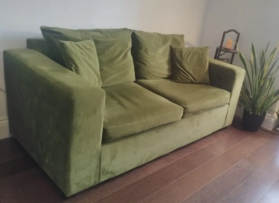 Olive Green Velvet Pull Out Sofa Bed - Seats 2 - Layton