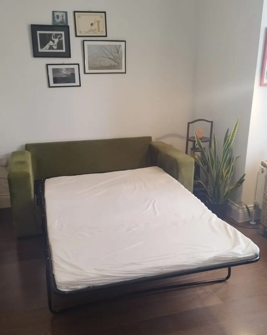Olive Green Velvet Pull Out Sofa Bed - Seats 2 - Layton