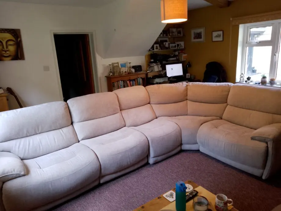 Furniture Village Grey Herringbone Corner Sofa, Electric Recliners