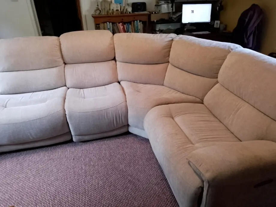 Furniture Village Grey Herringbone Corner Sofa, Electric Recliners