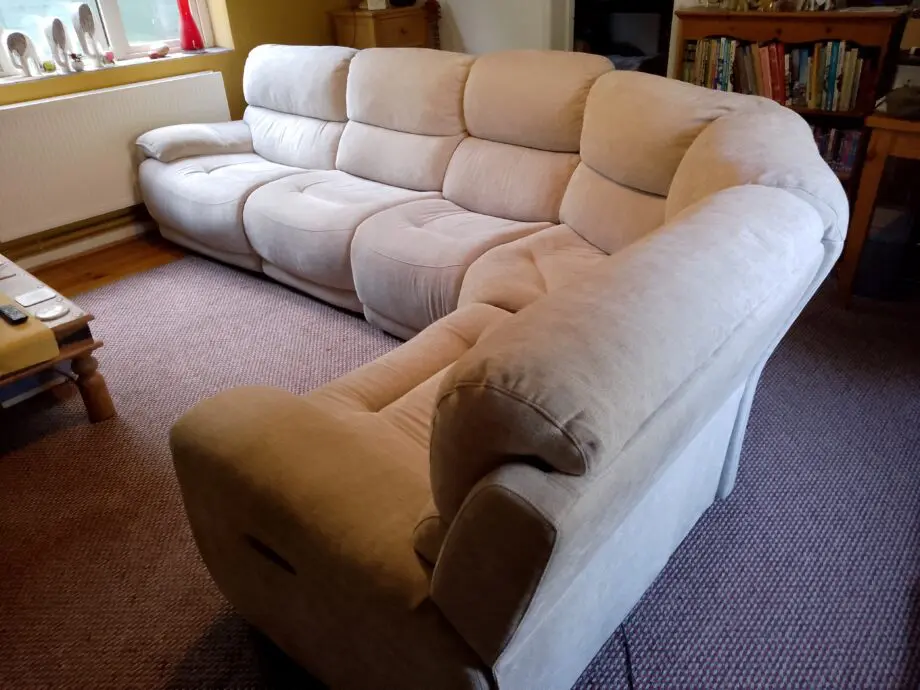 Furniture Village Grey Herringbone Corner Sofa, Electric Recliners