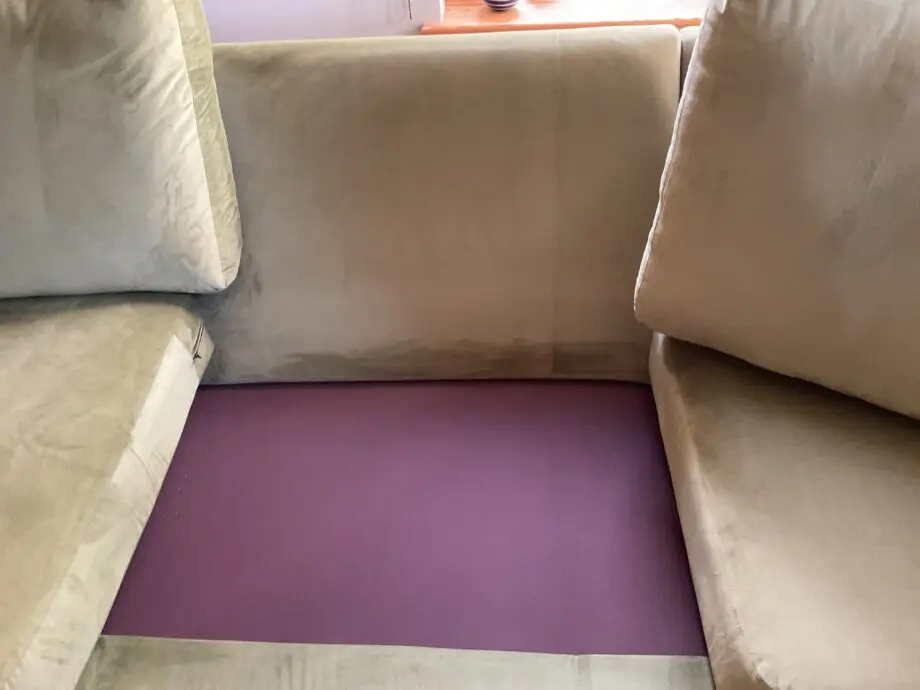 M&S green velvet corner sofa, five seater with foot stool