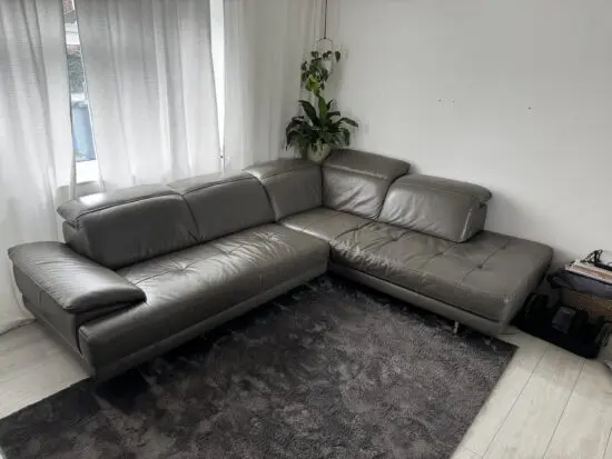 Dfs grey Italian leather corner sofa