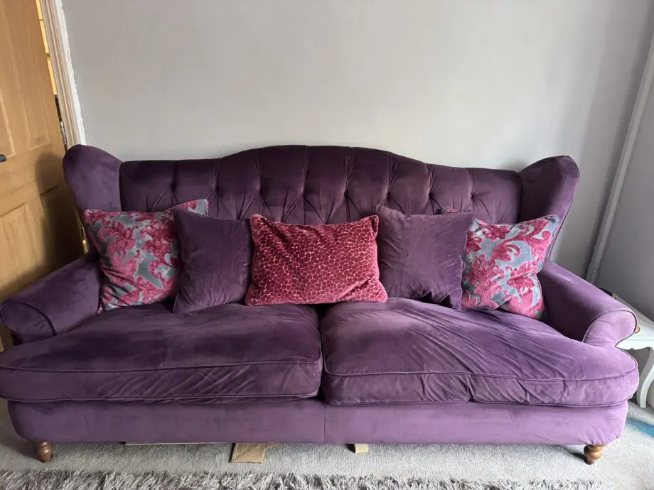 Sofology Purple Sofa Liberte collection with Love Seat and Large Footstool