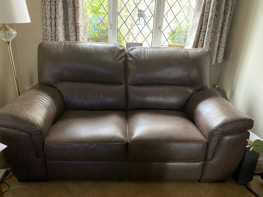 Stokers brown Leather 2 seat sofa brown