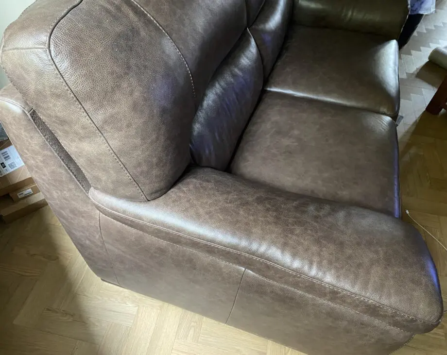Stokers brown Leather 2 seat sofa brown