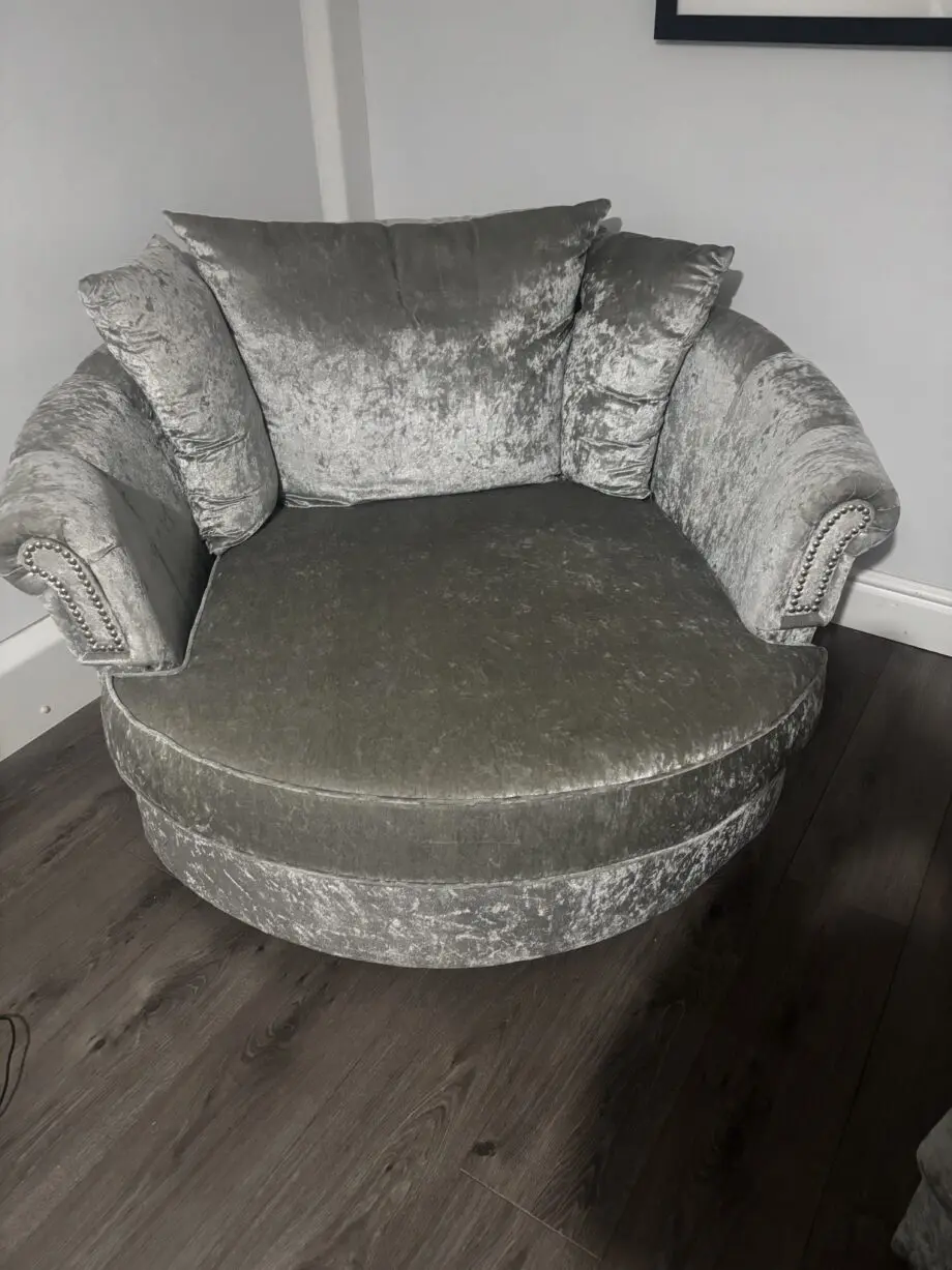 SCS large corner sofa, swivel chair & footstool