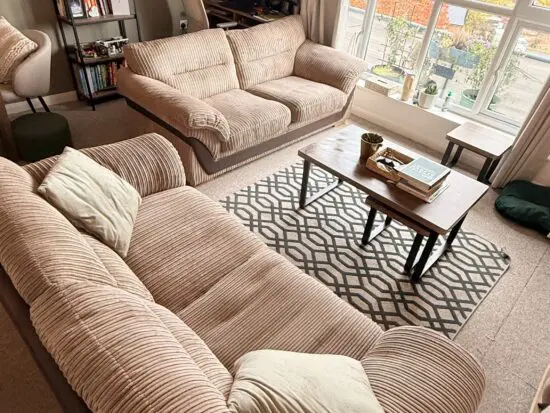 1 DFS Sofa bed with matching two seater in Oatmeal