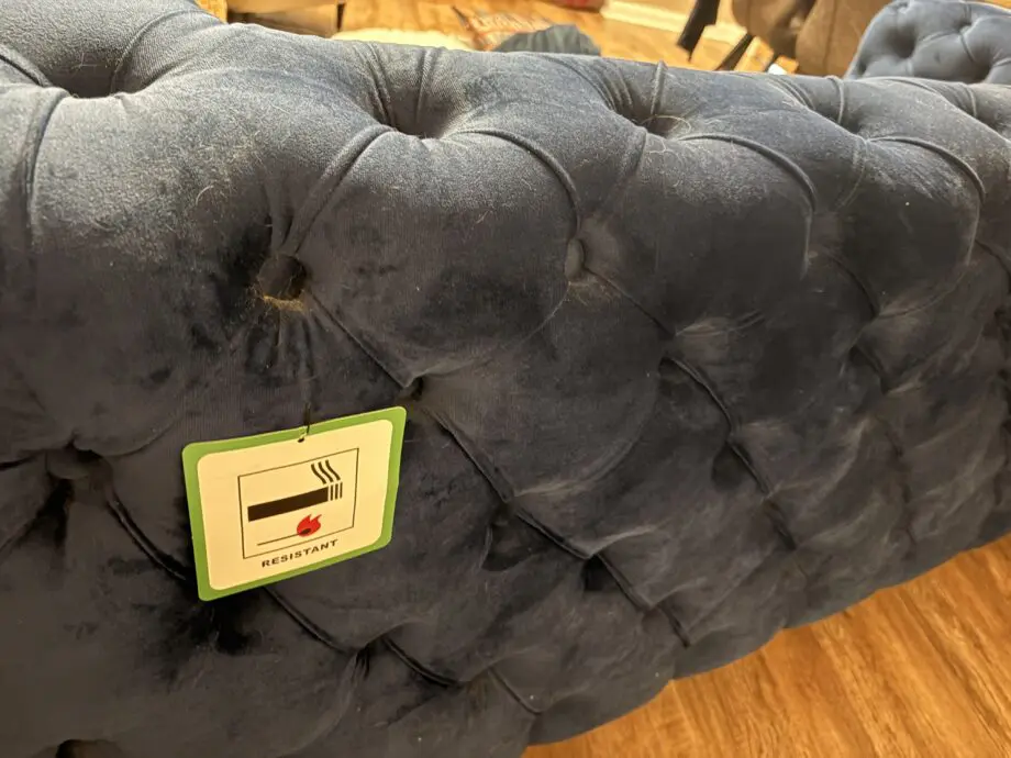 Royal blue chesterfield style sofa