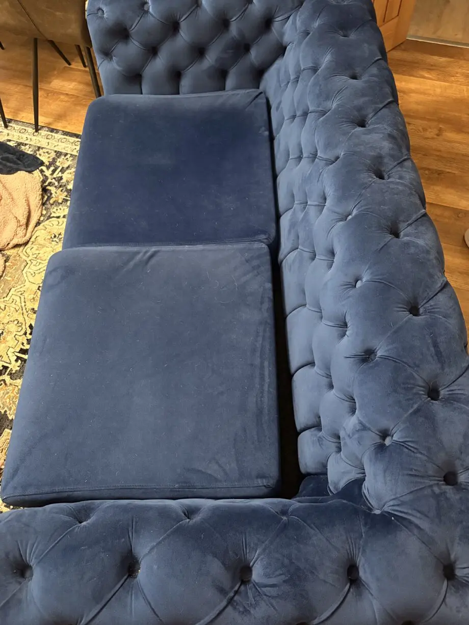 Royal blue chesterfield style sofa
