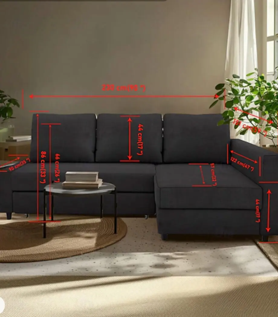Light Grey L shaped corner sofa bed