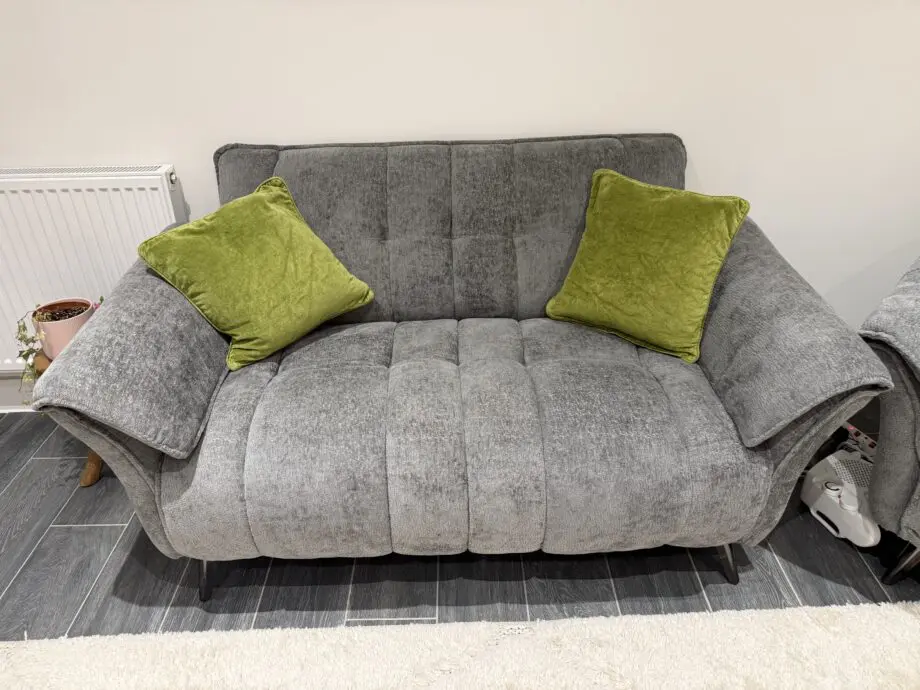 Grey Chenille Sofa Set, one year old