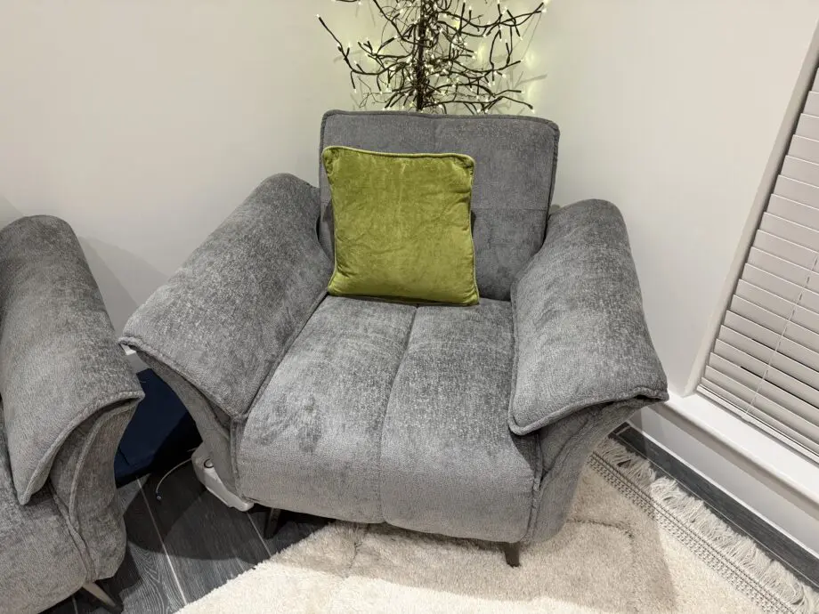 Grey Chenille Sofa Set, one year old