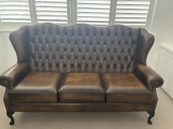 REDUCED:Classic Chesterfield 3 Seater Sofa and Armchair Antique brown