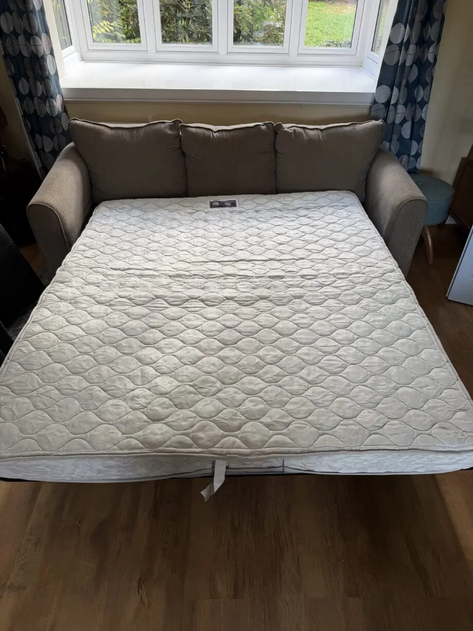 3 Seater Green Grey Sofa with fold out double bed Serta Brand