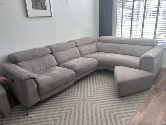 DFS Taupe Corner Sofa with Triangular Footsool