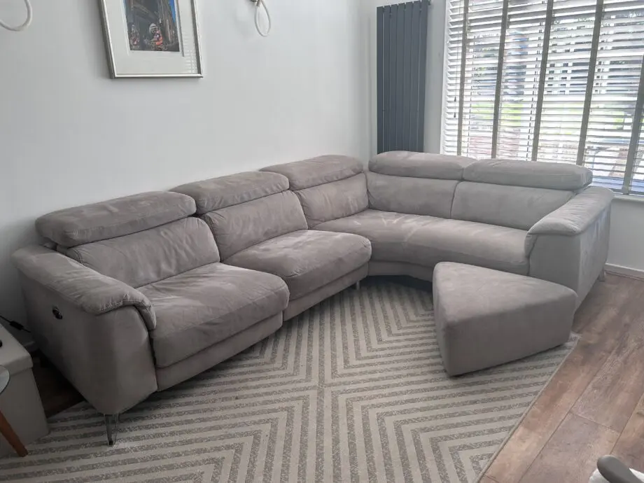 DFS Taupe Corner Sofa with Triangular Footsool