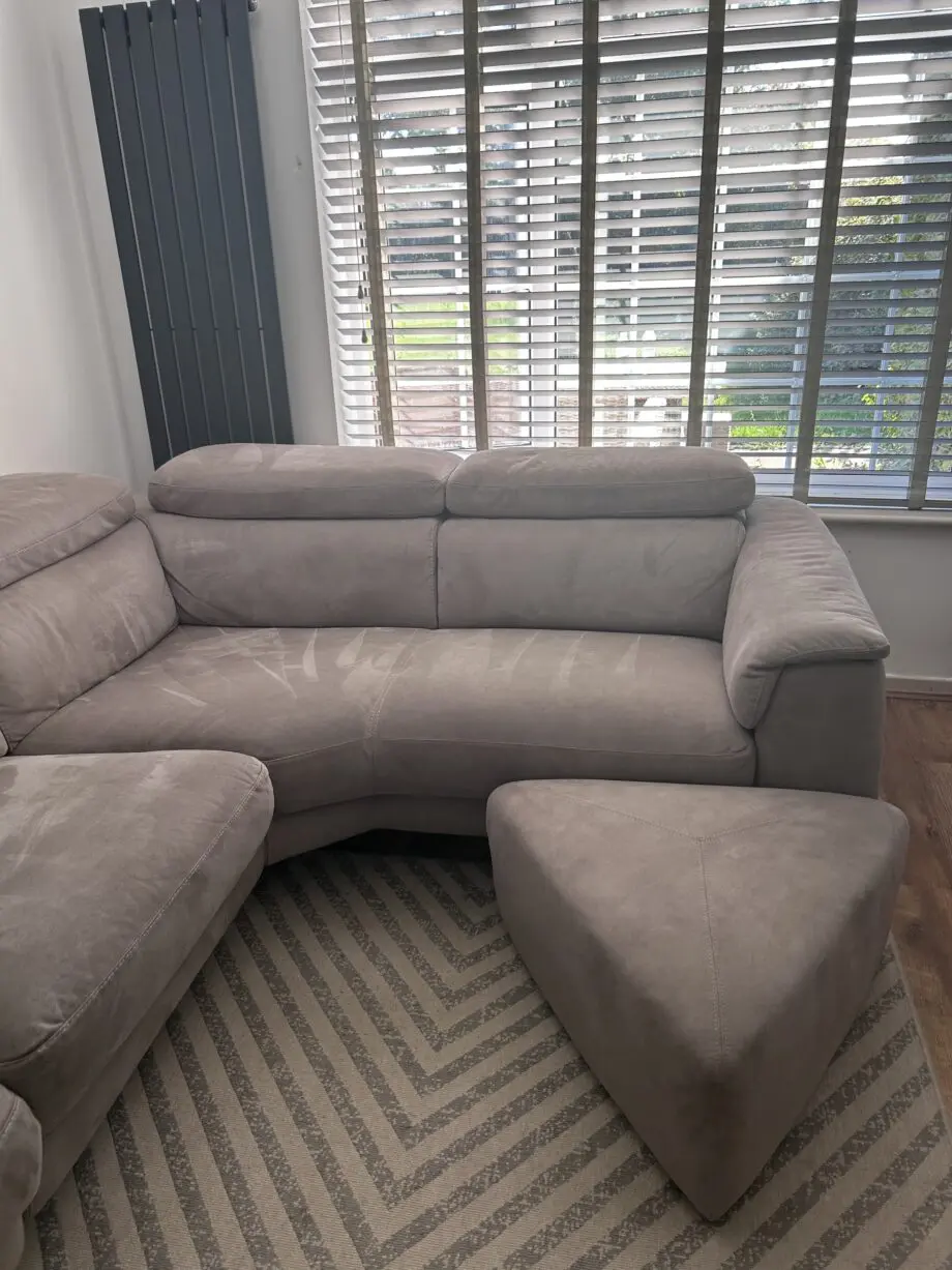 DFS Taupe Corner Sofa with Triangular Footsool