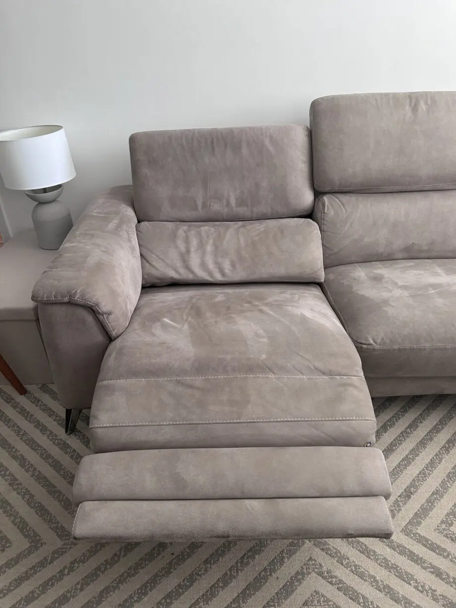 DFS Taupe Corner Sofa with Triangular Footsool