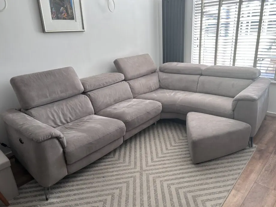 DFS Taupe Corner Sofa with Triangular Footsool
