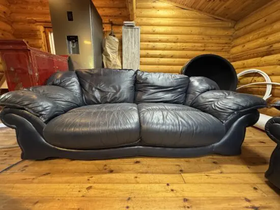 Navy Blue Leather Sofa