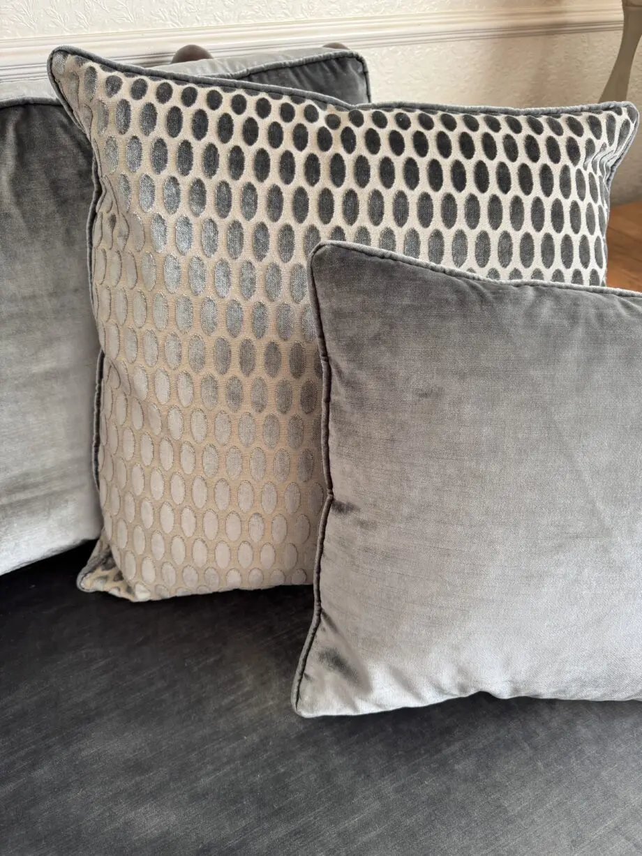 Duresta Hornblower Sofas in blue/grey with drop sides